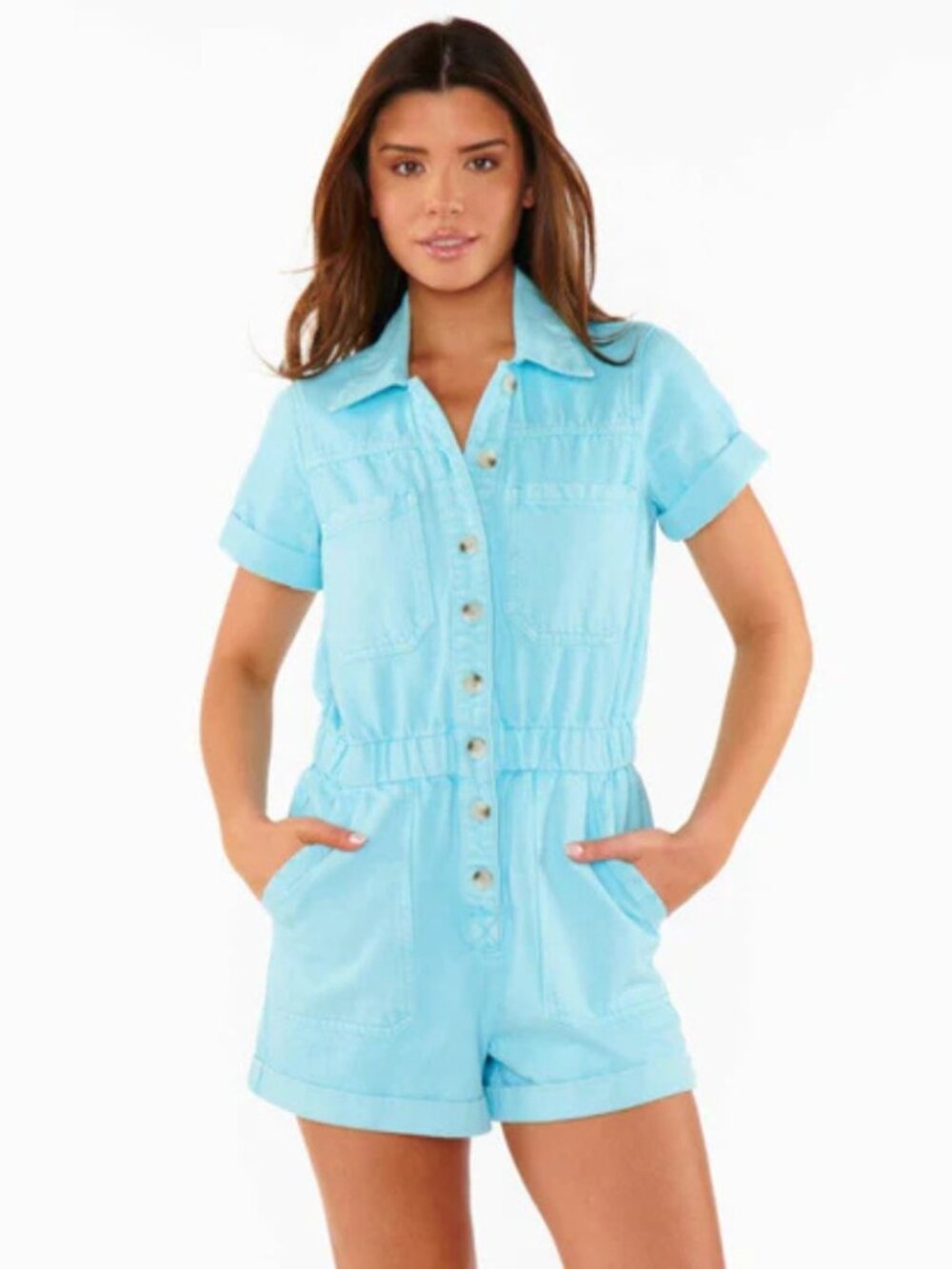 Show Me Your MuMu Cannon Denim Romper Size Small